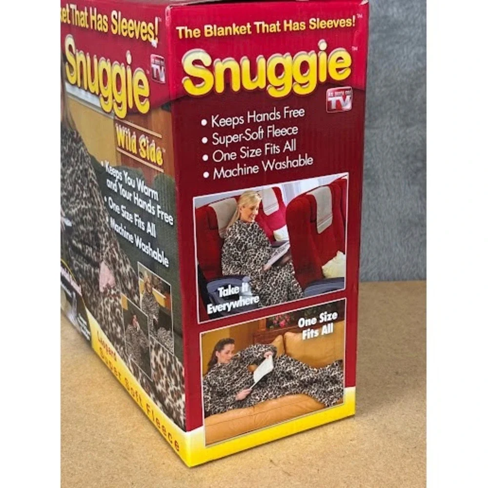 Snuggie Wild Side Leopard Print Wearable Fleece Blanket with Sleeves One Size